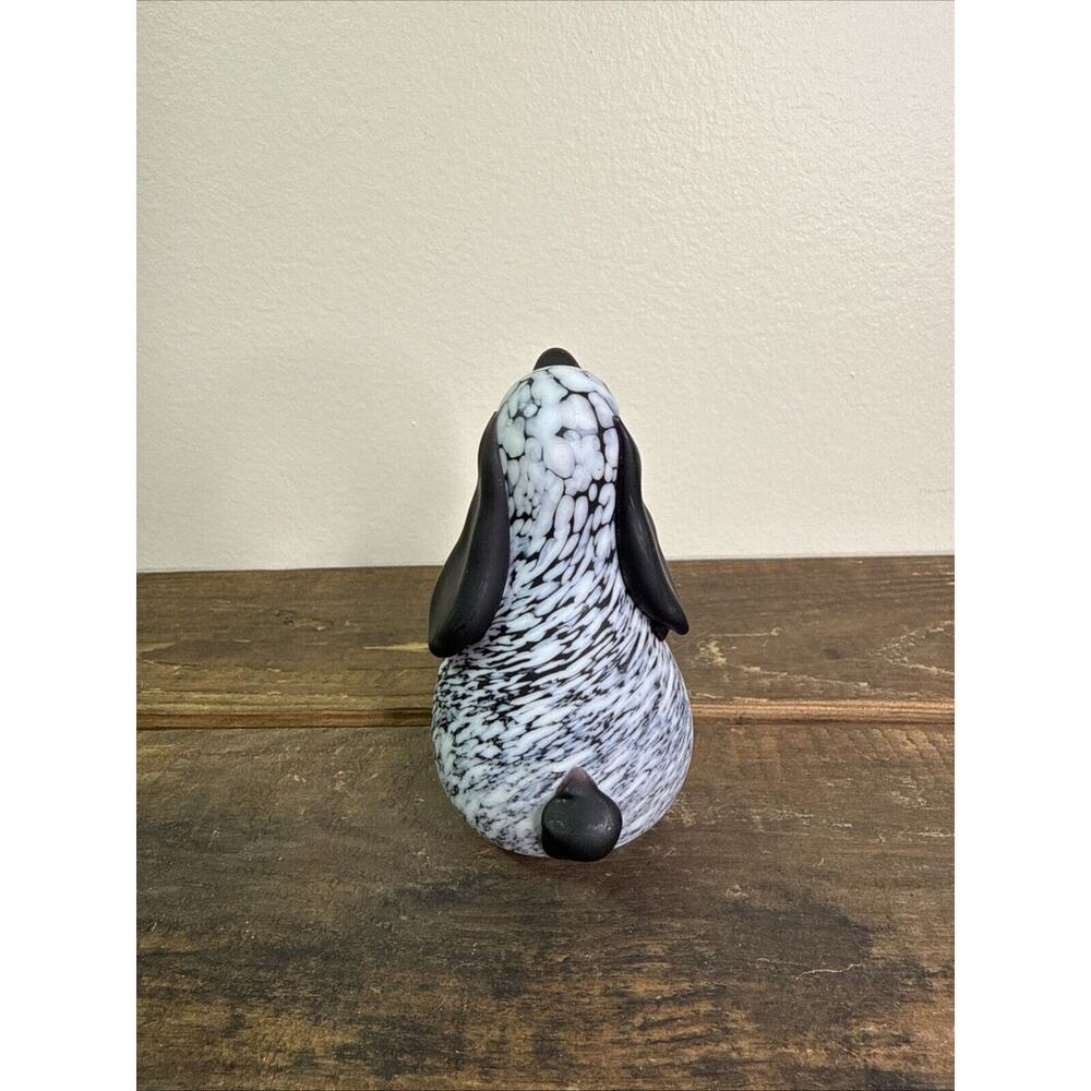 Archimede Seguso Art Glass Hound Dog Nero A Macchie Di Smalto Bianco Paperweight - Picture 4 of 10